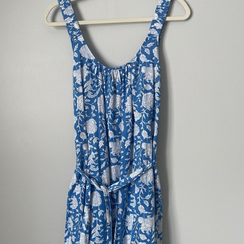 WHISTLE Boutique Maxi Dress Floral Pattern Blue Flowy Strapless Women's Size 14 - Picture 3 of 11